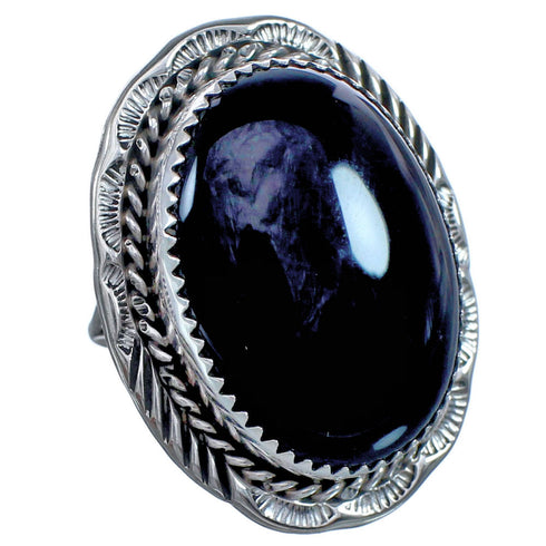 American Indian Onyx Authentic Sterling Silver Ring Size 8-1/4 BX119461